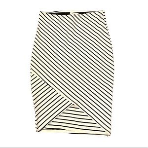 Zara Striped Wrap Front Pencil Bodycon Skirt Small